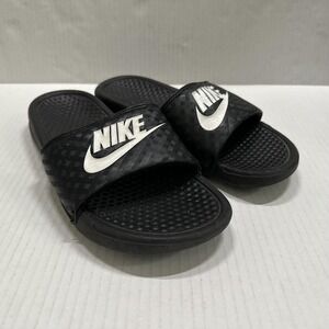Nike Benassi JDI Slide Sandals Womens Size 8 Black Logo Slip On Comfort Shoes